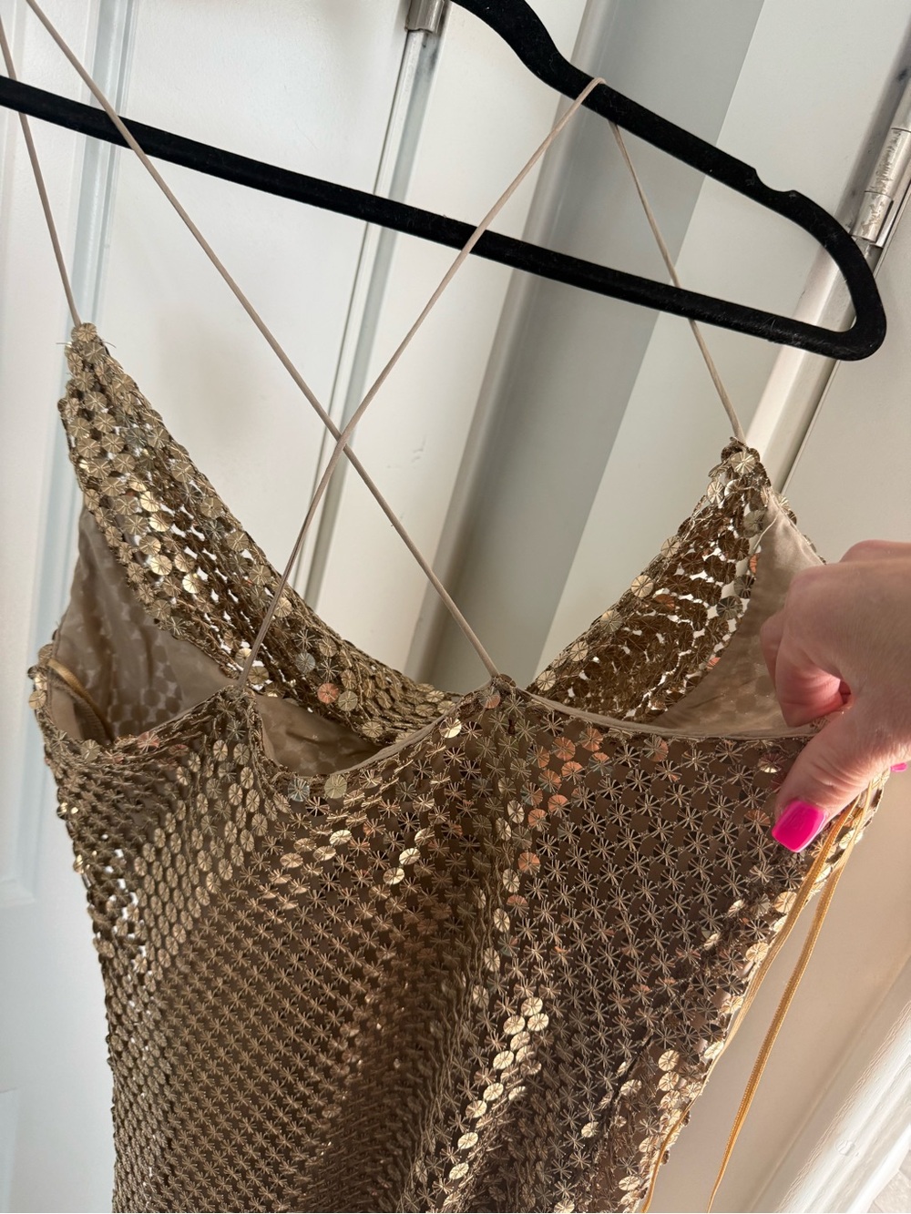 Zara Metallic Gold Chainmail Slip Maxi Dress - Picture 8 of 13
